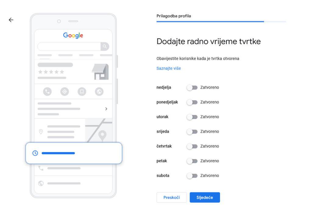 dodavanje radnog vremena tvrtke